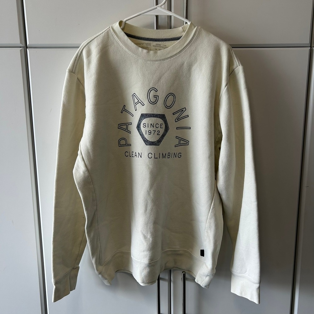 Patagonia Uprisal Crew Sweatshirt Cream Clean Climbing Graphic Mens Large L